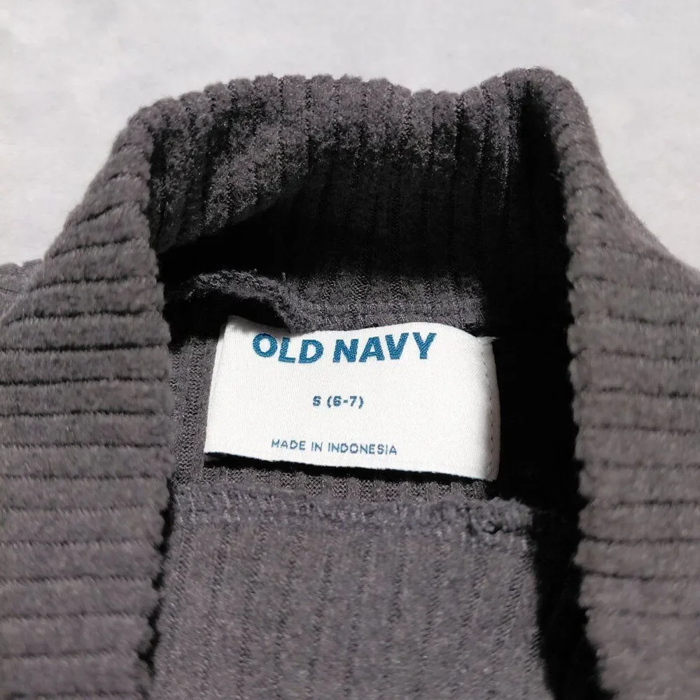 Old Navy Gray Ribbed Sweater/Shirt Dress Knee Length Mock Neck Sz 6-7